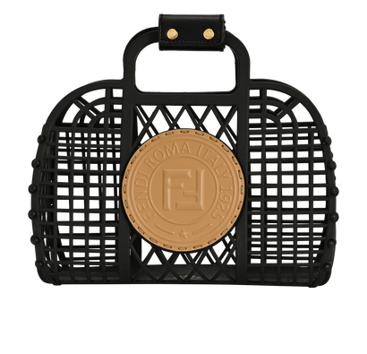 Small Plastic Basket Bag, &pound;450, Handbags, Black/Tan, Leather/Plastic, Front view